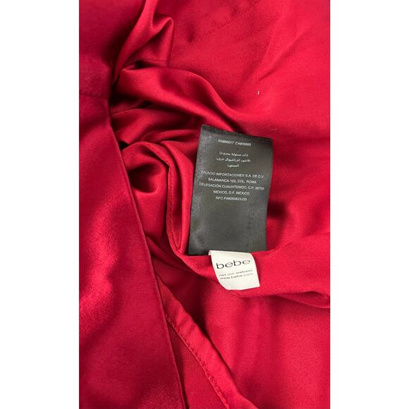 Bebe Red Satin Strapless Cocktail Dress - Picture 8 of 9